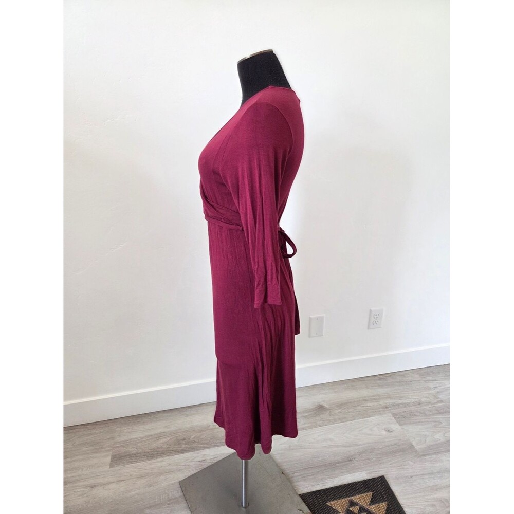 Emberley Soft Jersey Knit Wrap Style Dress Burgundy Nursing Friendly Comfy Small - Picture 4 of 8